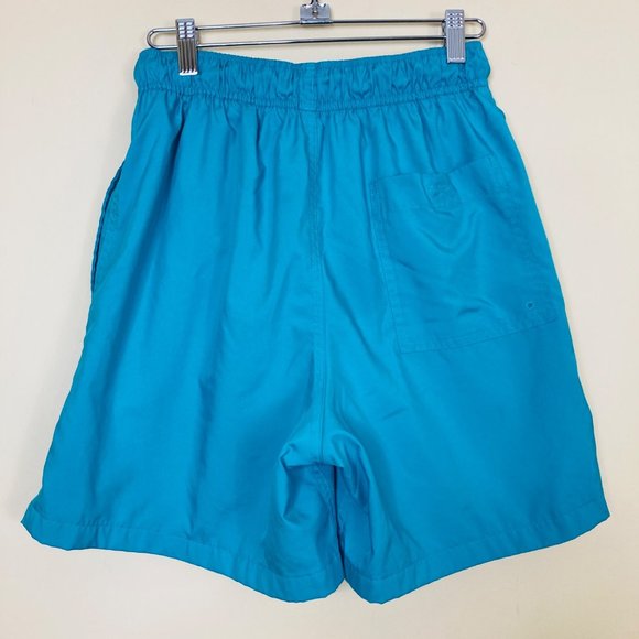 Nike Y2K Swim Trunks Mens Small Turquoise Liner inside Swoosh Spellout  Pockets - Picture 2 of 6